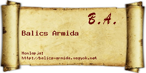 Balics Armida névjegykártya